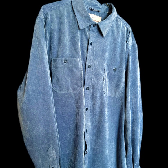 Weatherproof Vintage Shirt  SZ 2XL Blue Corduroy Button Up - Picture 1 of 4